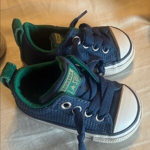 Converse Kids Sneakers in Navy and Green 3c infant baby shoes